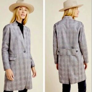 Blank‎ NYC Anthropologie Renegade Gray Plaid Longline Jacket Size M